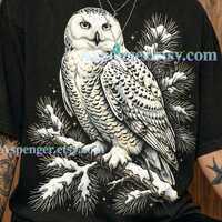 Vintage Snowy Owl Graphic Style Comfort Colors&reg; Tshirt, Winter Bird Retro Faded Sweater, Nature 
