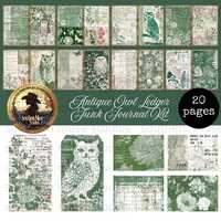 Antique Owl Ledger Junk Journal Kit, Vintage Woodland Digital Papers, Shabby Chic Ephemera, Printabl