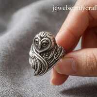 Owl Ring Bird Ring, Gothic Owl Jewelry, Forest Animal Ring, Nature Inspired Statement Ring, Witchy J