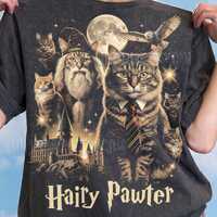 Hairy Pawter Cat Wizard Comfort Colors&reg; Tshirt, Magic Castle Owl Moon Tees, Retro Vintage Funny 