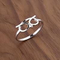 Handmade Silver Owl Ring , 925 Sterling Silver Ring , Cute Owl Face Minimalist Ring , Gift For Owl L
