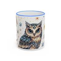 Whimsical Starry Owl Mug | Accent Rim & Handle