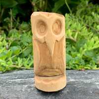 Small Hand Carved Wooden Owl - Nova Scotia Vintage Decor