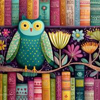 Owl Bookshelf Jigsaw Puzzle | 500 Wooden Pieces | Colorful Owl Library Puzzle for Adults | Cute Anim
