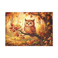 Cute Autumn Owl Puzzle, Cozy Fall Forest Jigsaw Puzzle, Whimsical Woodland Puzzle, Pumpkin And Fall 