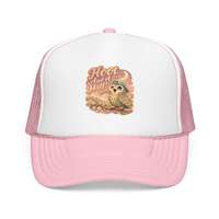 Hoot And A Half Owl Foam Trucker Hat | Retro Cute Bird Design