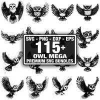 110+ Owl Bundle, Forest Owl Portraits, Instant Download png, dxf, eps, svg