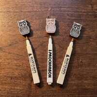 3 Vintage French Ballpoint Pens Owl Design Bontemps Limoges Procharbon Advertising Pens