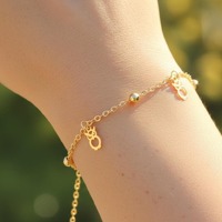 Gold Owl Charm Bracelet, Dainty Beaded Bracelet for Women, Minimal Boho Summer Beach Bracelet, Delic