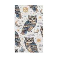 Celestial Owl Pattern Hand Towel | Moon, Stars, Sun Print