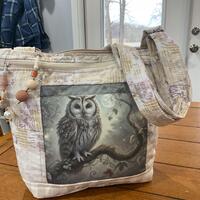 NEW Double  Picture Wonderful Neutral Owls Crossbody or Shoulder Adjustable Strap Fabric Purse 100% 