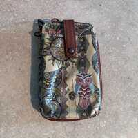 Sakroots Smartphone Crossbody or Wristlet Wallet Owl Print Coated Canvas