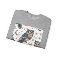 Mystical Owls Moon Stars sweatshirt | Owl Pattern Crewneck