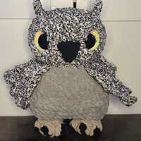 Plush Owl with Bright Yellow Eyes