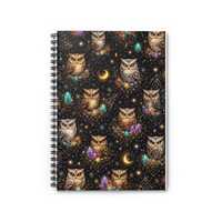 Mystical Owls with Crystals Spiral Notebook | Ruled Journal