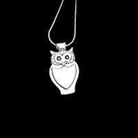 Sitting Owl Layered Sterling Silver Pendant on 18 inch Snake chain