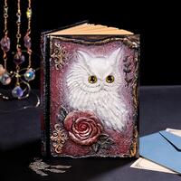 Handmade Owl Grimoire Journal, Gothic Owl Notebook, Witchy Spell Book Diary, Embossed Magic Journal,