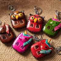 Handmade Unicorn/Owl keychains, Boho Ethnic Charm,Leather Bag Charm,Travel Souvenirs,Wallet Keychain
