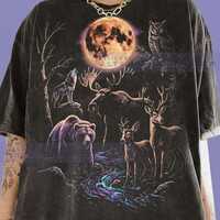Bear Moose Deer Wolf Owl Comfort Colors&reg; Tshirt, Wildlife Nature Animal Lover Full Moon Forest R