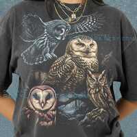 Great Grey Owl Snowy Owl Barn Owl Comfort Colors&reg; Tshirt, Screech Owl Bird Of Prey Tees, Wildlif