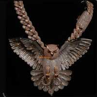 Iced Out Moissanite Owl Pendant Hip Hop Diamond  Mens Charm Bird Animal head Pendant