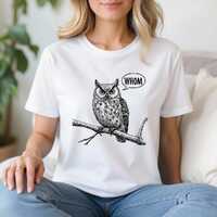 Black Owl Graphic T-Shirt, Night Bird Illustration Tee, Unisex Short Sleeve Cotton Shirt, Minimal Da