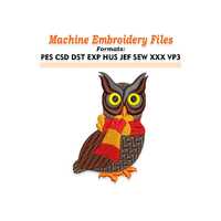 Owl Embroidery design files. Sizes 2", 3", 4", 5", 6", 7", 8", 9&