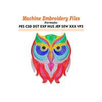 Rainbow Owl Embroidery design files. Sizes 2", 3", 4", 5", 6", 7", 8&q
