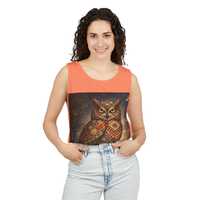 Vintage Mosaic Owl Tank Top | Boho Night Moon Illustration