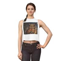 Decorative Patterned Owl crop top | Boho Night Owl, Crescent Moon