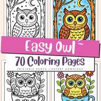 Easy Owl Coloring Pages for Kids Printable - Simple Bird Coloring Sheets - Preschool Activity PDF