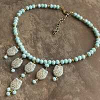 Owl Cascade Collar in Seafoam Green Blue