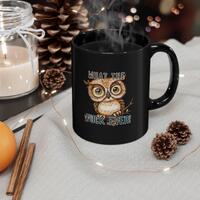 What The F*** Ever Owl Mug | Black Ceramic Coffee Mug
