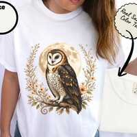 Moon Owl T-Shirt | Celestial Floral Woodland Graphic Top