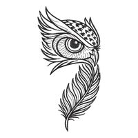 Cute Owl Feather Embroidery Design, Owl Feather Machine Embroidery, 4 sizes, Instant Download