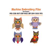 Bundle of Owls Embroidery design files. Sizes 2", 3", 4", 5", 6", 7", 