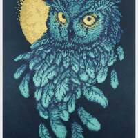 Owl Large DIY Bead Embroidery Craft Kit, Beginner Friendly beaded cross stitch pattern