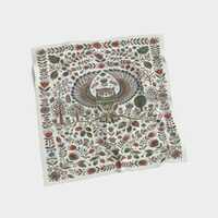 Folk Art Owl Silk Scarf | European Woodland Art | Luxury 100% Silk Habotai or Charmeuse Wrap