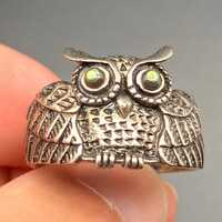 Vintage Owl Sterling Silver Ring Size 8.75