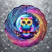 CUTE! Neon Owl Wind Spinner PNG for Sublimation * Digital Download