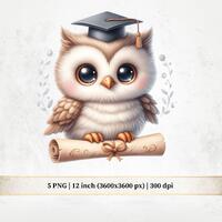Baby Owl Graduation Clipart &ndash; Academic Animals PNG Set