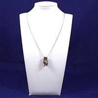 Unique BROWN OWL  Pendant on 24 inch Sterling Silver Curb Chain Necklace
