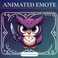 Animated Knife Owl Emote | Cute Purple Owl Twitch Discord Chat Graphic Instant Download