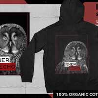The Wise Instinct | Great Grey Owl Portrait Hoodie | Inner Echo Instinct Series | Premium Organic He