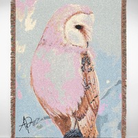 Barn Owl Woven Blanket "With Confidence" | Original Nature Illustration Print, Tapestry Th