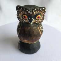 Hand Carved Wooden Owl Figurine &ndash; Mini Poplar Wood Owl Statue &ndash; Handmade Natural Wood Bi