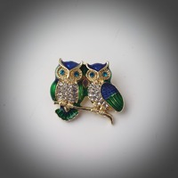 Pair of Woodland Owls Brooch