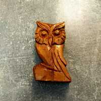 Hand Carved Wooden Owl Figurine Vintage Folk Art Owl Sculpture Rustic Wood Animal Decor