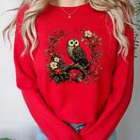 Owl Design Sweatshirt, Dark Cottagecore Sweatshirt, Woodland Aesthetic Sweatshirt, Bird Lover Gift S