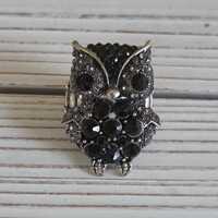 Rhinestone Owl Ring Vintage